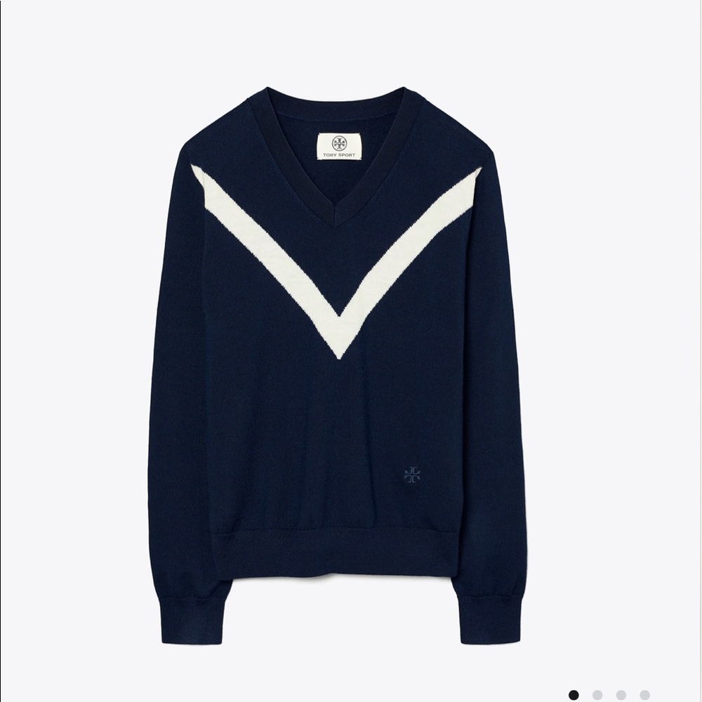 NWT Tory Sport Merino Chevron Sweater M
